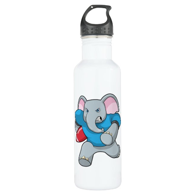 Botella De Agua Elefante en el fútbol con equipo (Anverso)