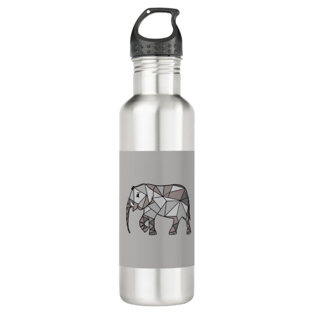 Botella De Agua elefante geométrico, obispo gris 2 (Anverso)