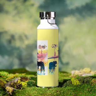 Botella De Agua Elefante pintado de vida silvestre, jirafa persona