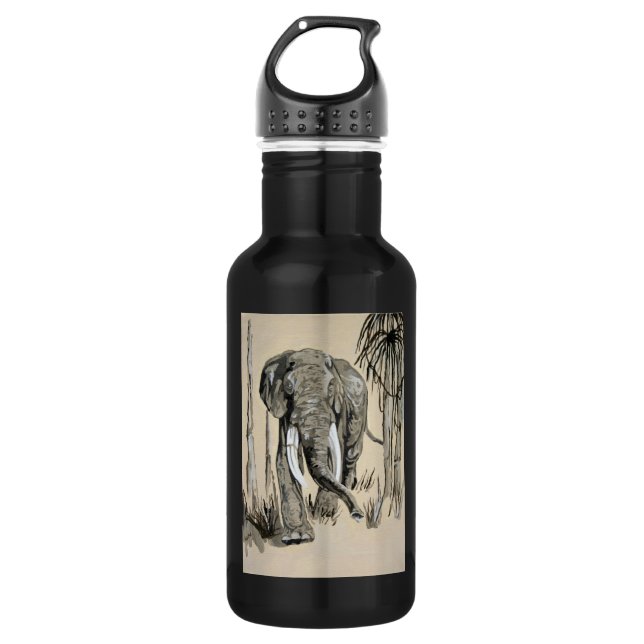 Botella De Agua Elefante recorriendo el arte de la sabana madura (Anverso)