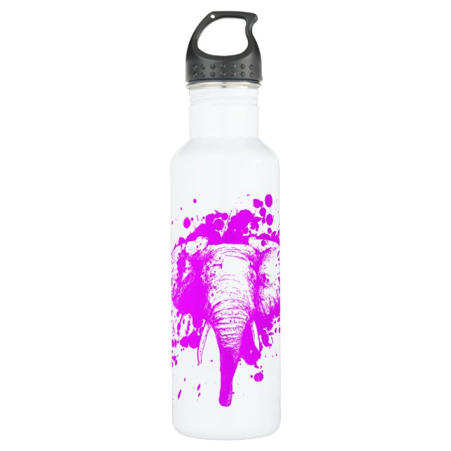 Botella De Agua Elefante rosa enojado (Anverso)