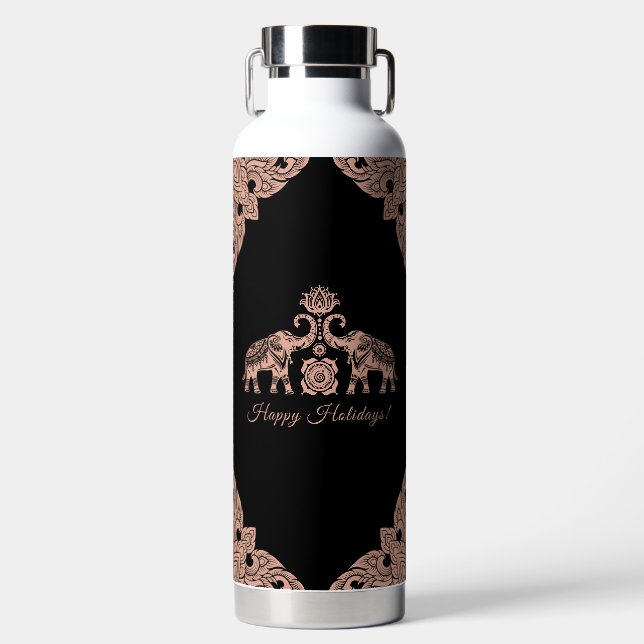 Botella De Agua Elefante tailandés feliz regalo de vacaciones rosa (Delantero)