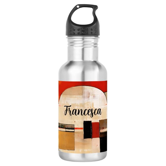 Botella De Agua Elegancia celestial: exploración abstracta en Beig (Anverso)