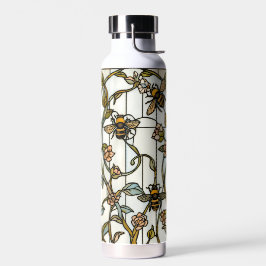 Botella De Agua Elegant art nouveau botanical  bee stain glass
