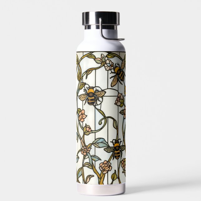 Botella De Agua Elegant art nouveau botanical  bee stain glass (Izquierdo)