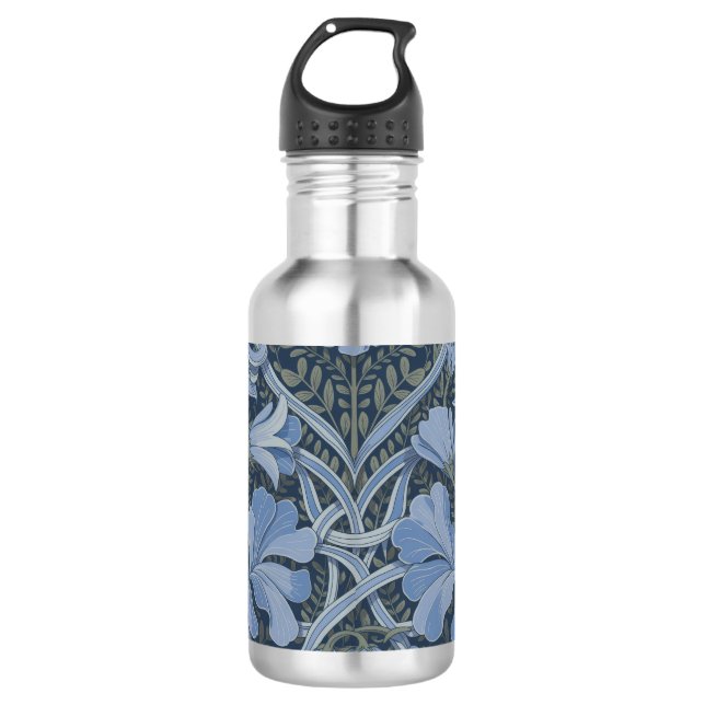 Botella De Agua Elegant Blue Watercolor Floral Pattern (Anverso)