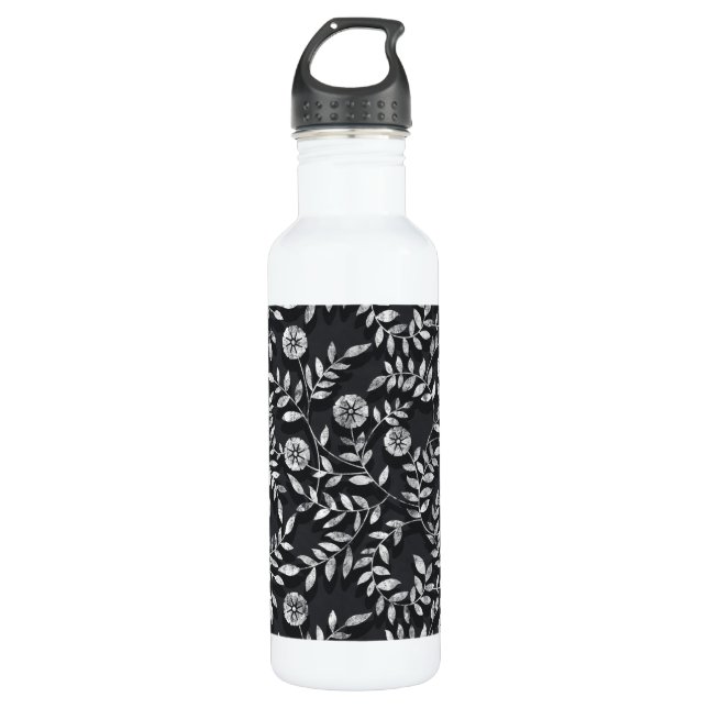 Botella De Agua Elegant Chalkboard Floral Pattern (Anverso)