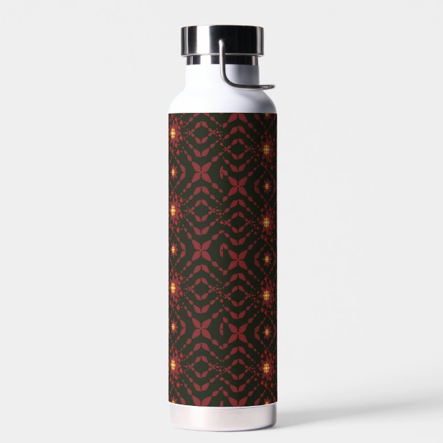 Botella De Agua Elegant Dark Red Geometric Pattern Stainless Steel (Izquierdo)