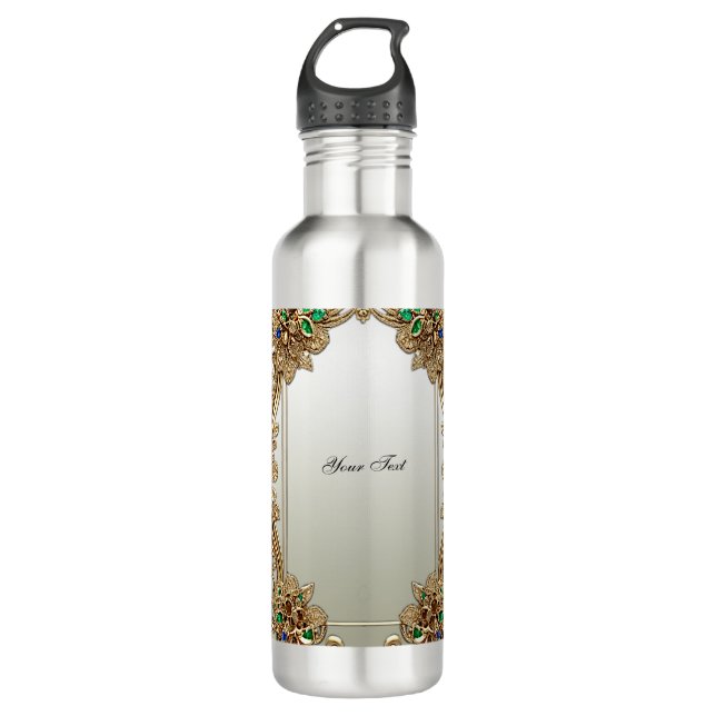 Botella De Agua Elegant Gold Ornate Water Bottle (Anverso)