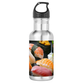 Botella De Agua Elegant Sushi Selection on Lacquerware Plate