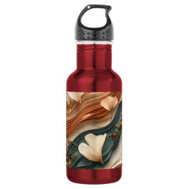 Botella De Agua ✨Elegante Arte Abstracto de Capas de Papel Botánic