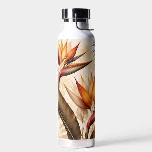 Botella De Agua Elegante ave del paraíso y arte botánico de Ginkgo