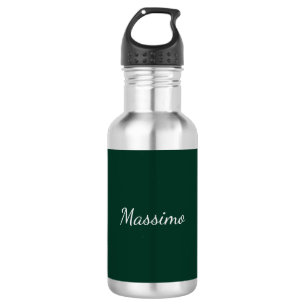 Botella De Agua Elegante Casual Verde Oscuro Propio Nombre Manuscr