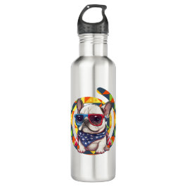 Botella De Agua Elegante cerámica de patrón floral azul