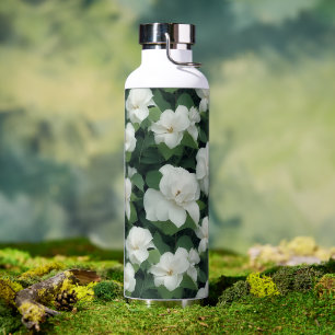 Botella De Agua Elegante clásico verde botánico floral