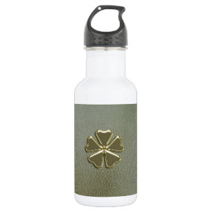 Botella De Agua Elegante Día de San Patricio Trébol, Cuero Verde