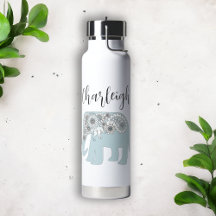 Elegante elefante azul personalizado boho chic