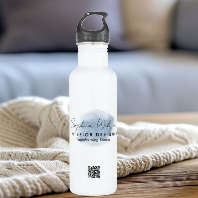 Botella De Agua Elegante firma de acuarela profesional de negocios (Subido por el creador)