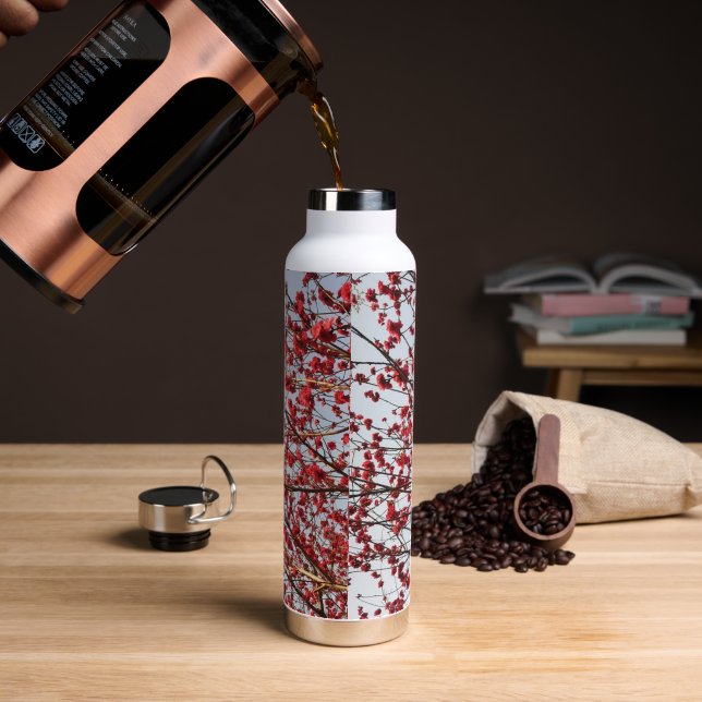 Botella De Agua Elegante flor de Moda (Café)