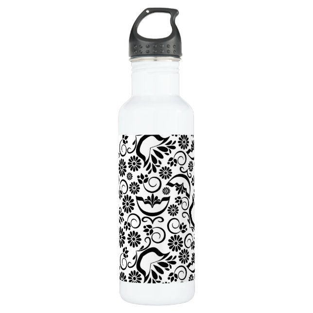 Botella De Agua Elegante floral blanca (Anverso)