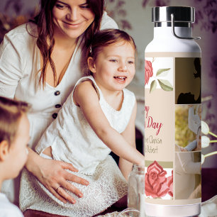 Botella De Agua Elegante Floral Cute Moderno Feliz Día de la Madre