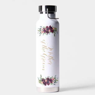 Botella De Agua Elegante floral y personalizada madre del novio