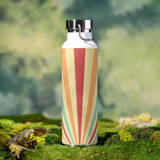 Botella De Agua Elegante fondo con explosión de sol retro (Exterior)