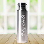 Botella De Agua Elegante guión moderno de nombre personalizado<br><div class="desc">Elegante Trendy Moderno Nombre personalizado Script Botella de agua</div>
