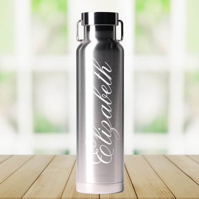 Botella De Agua Elegante guión moderno de nombre personalizado (Subido por el creador)