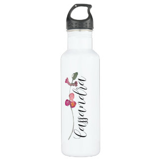 Botella De Agua Elegante guión Personalizado Bonito floral femenin