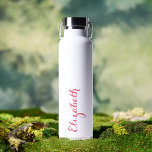 Botella De Agua Elegante Guión Rosa Nombre personalizado Monograma<br><div class="desc">Crea tu propio personalizado, personalizado, fresco, moda, elegante y elegante guión de tipografía grisácea, blanco elegante, a prueba de derrames, acero inoxidable, exterior resistente a la condensación, monopatía mate negro duradero de doble pared Thor Copper Vacuum Insulated Bottle que mantiene las bebidas calientes durante 12 horas o frío durante 48...</div>