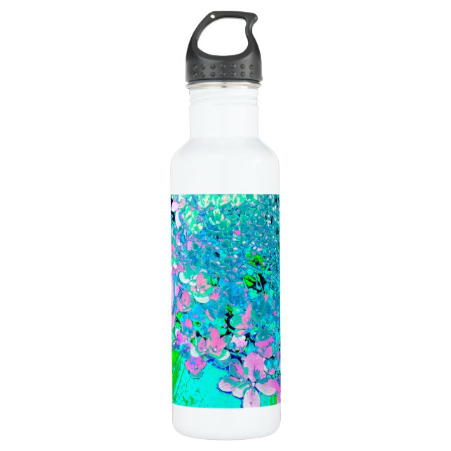 Botella De Agua Elegante Hydrangea de luz rosa y azul (Anverso)