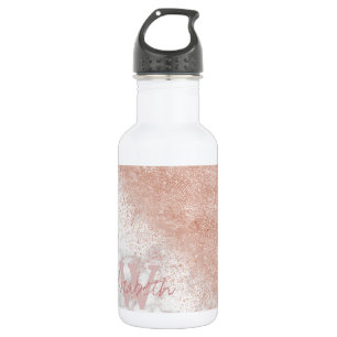 Botella De Agua Elegante imagen de mármol blanco de confetti dora