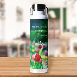 Botella De Agua Elegante jardín de flores de tulipán personalizado