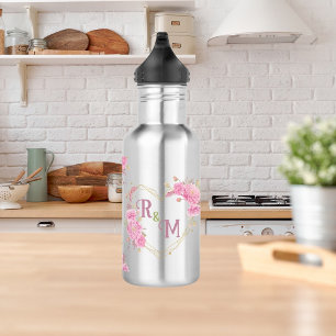 Botella De Agua Elegante minimal chic letra inicial monograma nomb