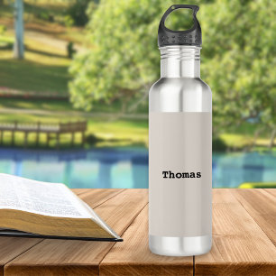 Botella De Agua Elegante Minimalista Simple Nombre Personalizado