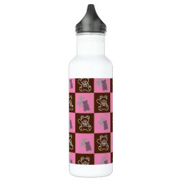 Botella De Agua Elegante Moda Marrón Placa y Oso