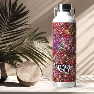 Botella De Agua Elegante monograma falso colorido brillante