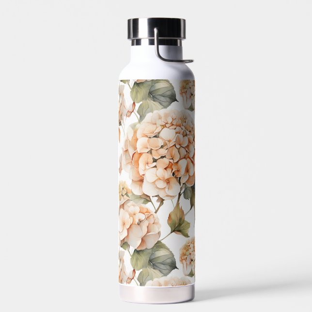 Botella De Agua Elegante naranja verde blanco boho acuarela floral (Izquierdo)