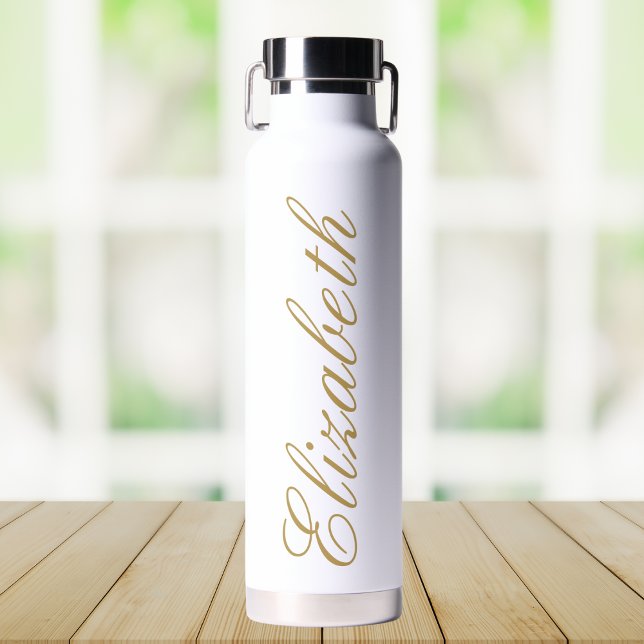 Botella De Agua Elegante nombre de guión Personalizado blanco y do (Subido por el creador)