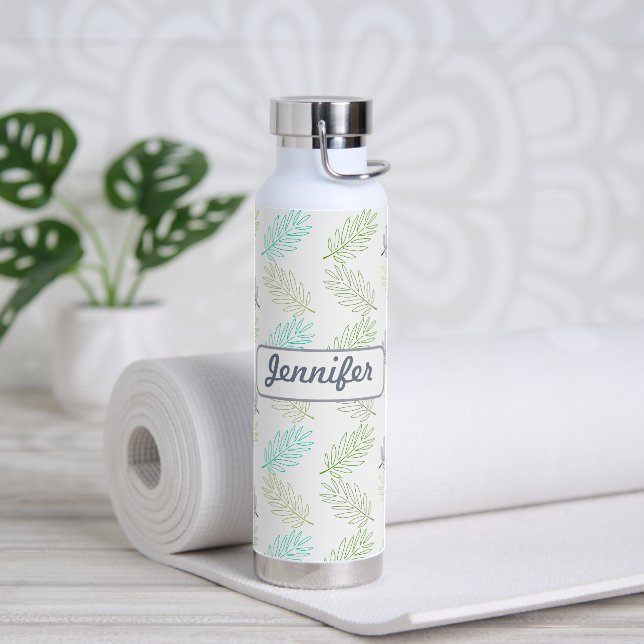 Botella De Agua Elegante patrón de hojas tropicales botánicas de v (Yoga)