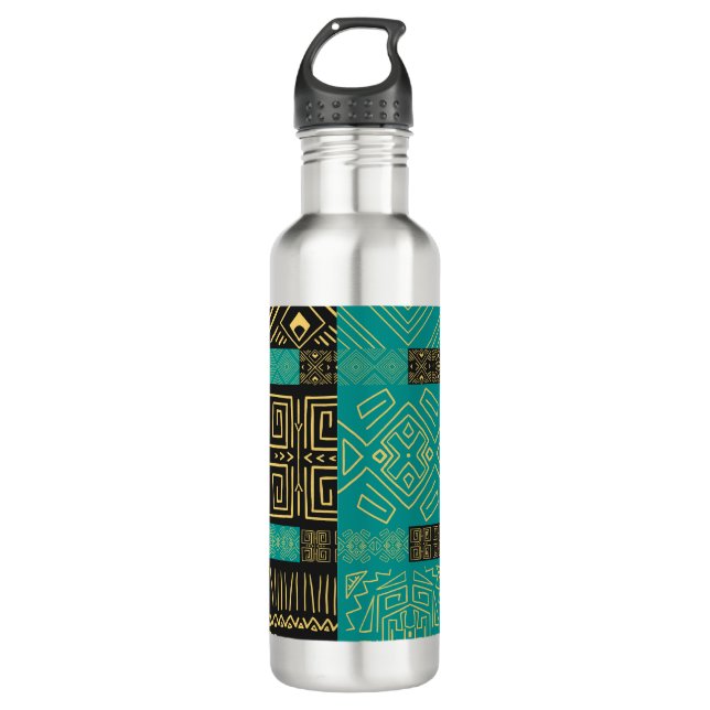 Botella De Agua Elegante patrón geométrico tribal africano (Anverso)