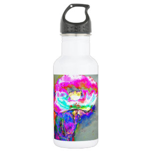 Botella De Agua Elegante pintura colorida verde azulada rosa abstr