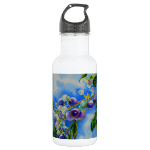 Botella De Agua Elegante pintura de color arándano azul