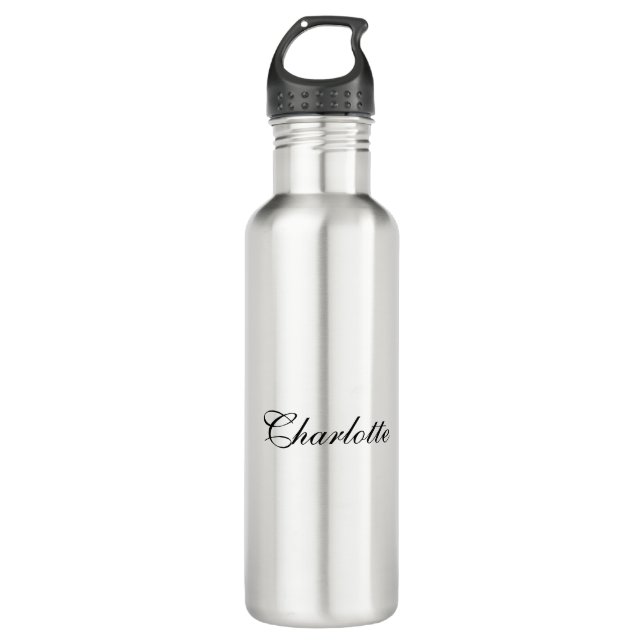 Botella De Agua Elegante Profesional Añadir nombre Blanco negro pl (Anverso)