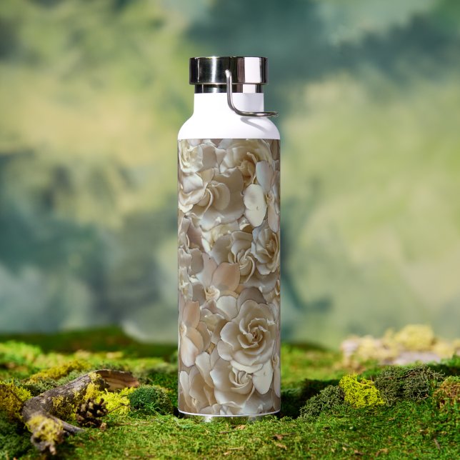 Botella De Agua Elegante Rosa floral Petal (Exterior)