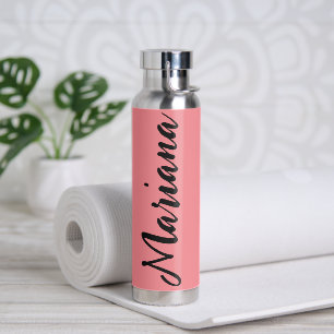 Botella De Agua Elegante rosa y negro personalizado