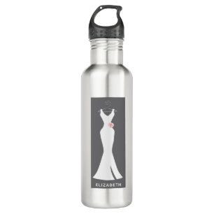 Botella De Agua Elegante vestido blanco sobre gris - Diseño sencil