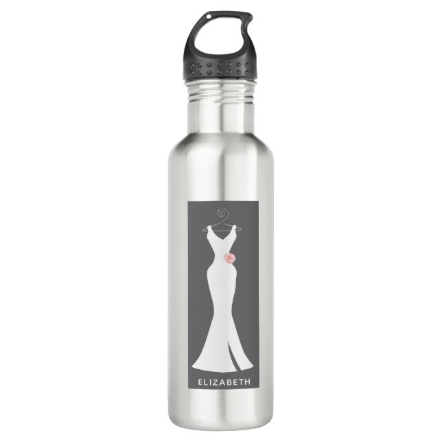 Botella De Agua Elegante vestido blanco sobre gris - Diseño sencil (Anverso)