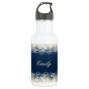 Botella De Agua Elegante y personalizado encaje abstracto y perlas